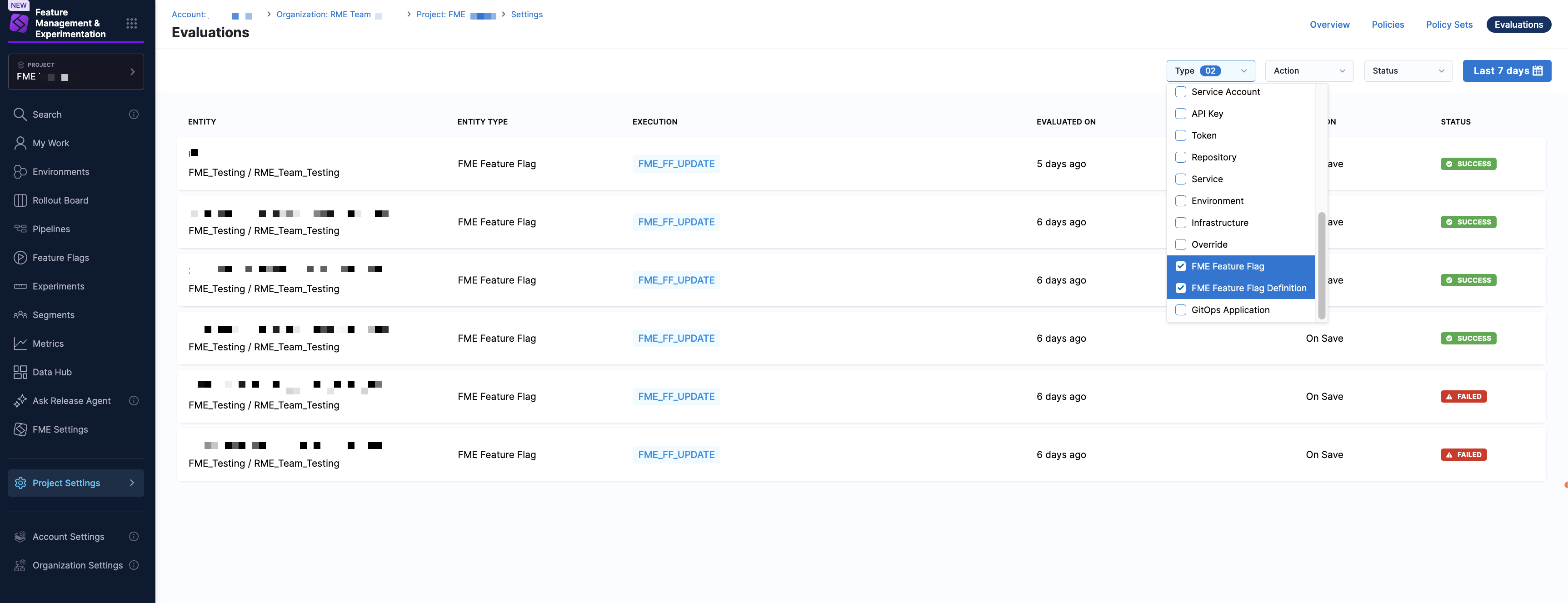 Policy evaluations dashboard